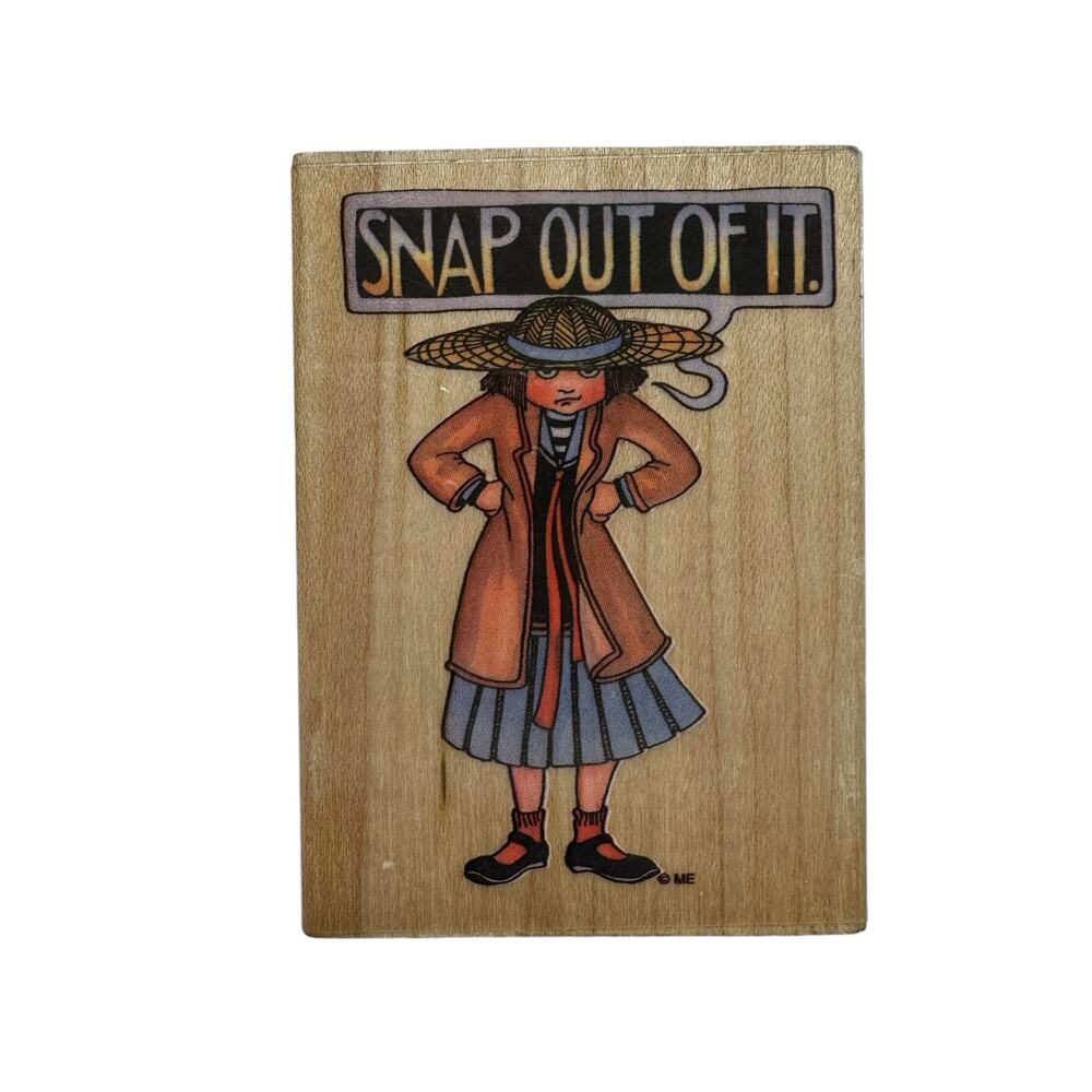 ALL NIGHT MEDIA Snap Out of It Mary Engelbreit Angry Girl Wood Rubber Stamp 589H